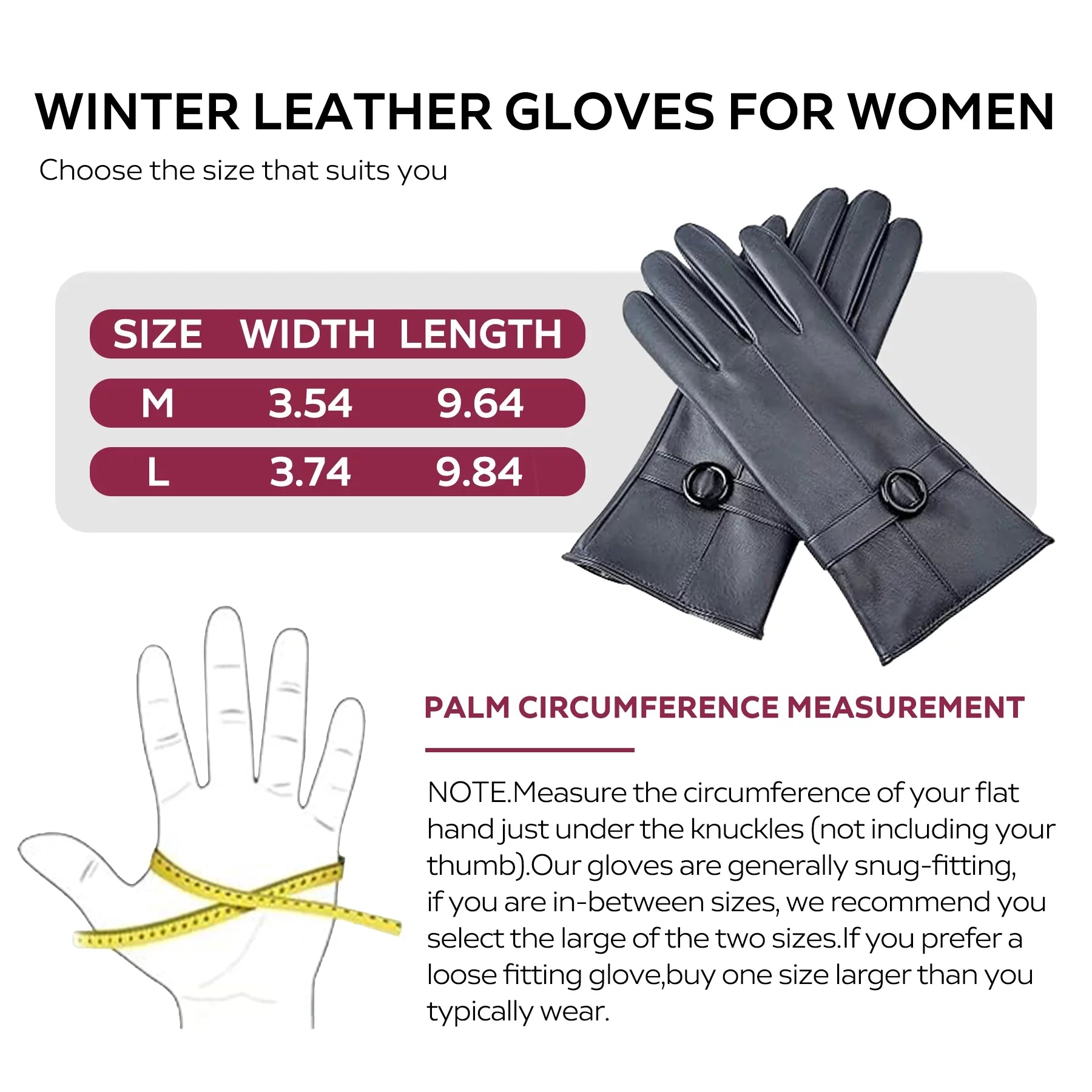 Winter Lambskin Leather Women'S Gloves with Touchscreen Texting and Warm Driving Function